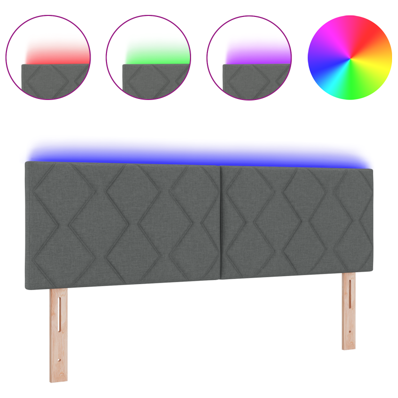 LED Kopfteil Diamantblock Design Dunkelgrau 144 cm Stoff