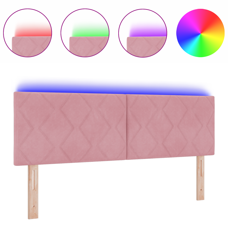LED Kopfteil Diamantblock Design Rosa 144 cm Samt