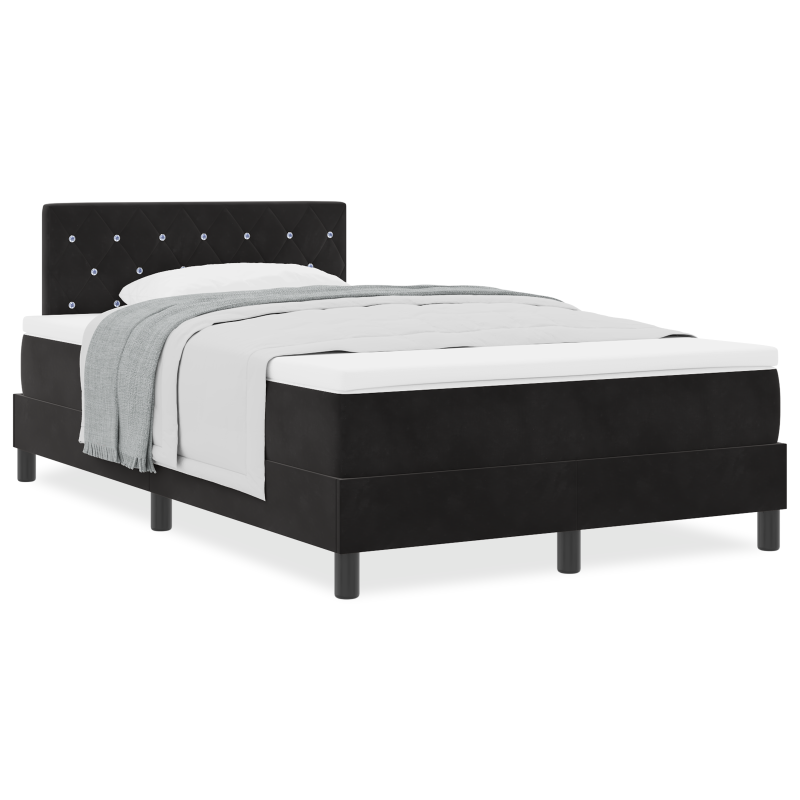 Boxspringbett mit Matratze Schwarz Kleines Doppel Velours