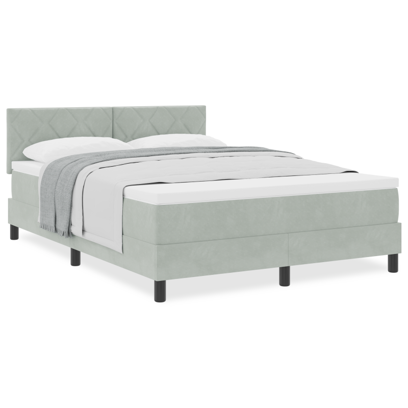 Boxspringbett mit Matratze – Schwarzes Einzelbett aus Kunstleder