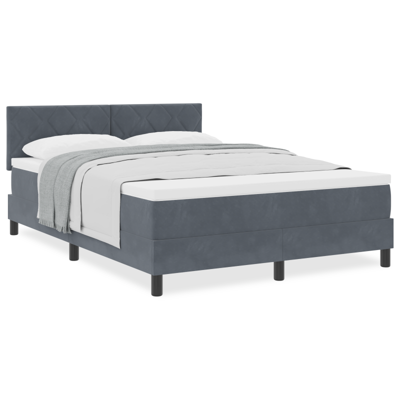 Boxspringbett mit Matratze Grau 100x200 cm Kunstleder