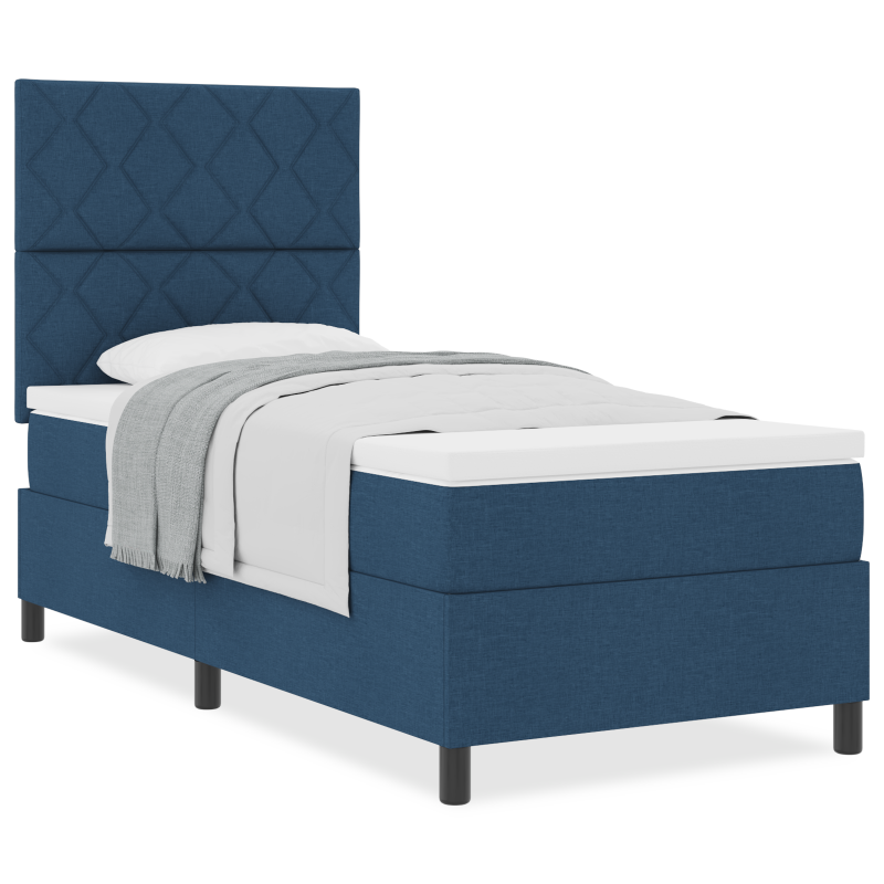 Boxspringbett mit Matratze in Taupe – Kleines Doppelbett aus Stoff