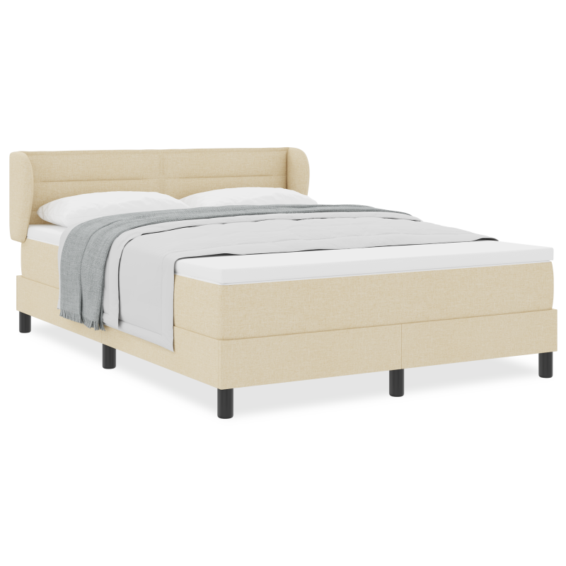 Boxspringbett mit Matratze in Creme 160x200 cm aus Stoff