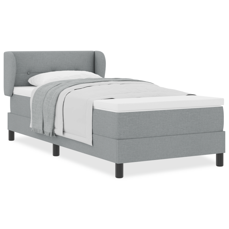 Boxspringbett mit Matratze Hellgrau 100x200 cm Stoff