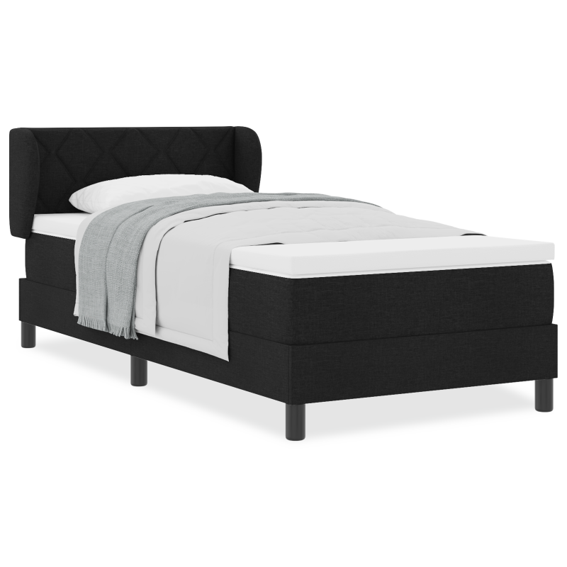 Boxspringbett mit Matratze Schwarz 90x200 cm Stoff