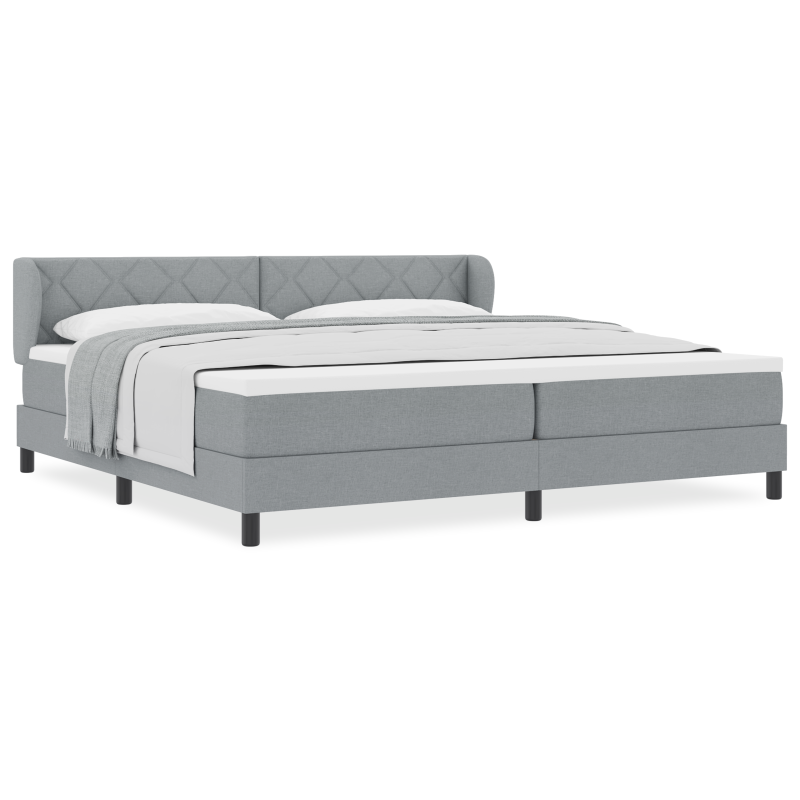Boxspringbett mit Matratze Hellgrau 200x200 cm Stoff