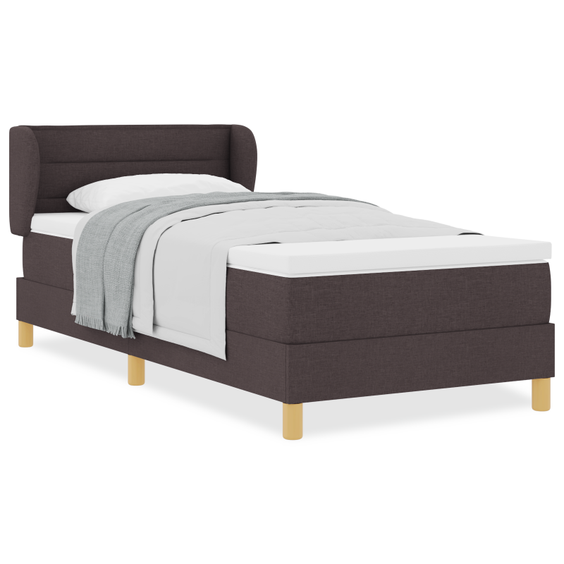 Boxspringbett mit Matratze - Dunkelbraun, 80x200 cm, Stoff
