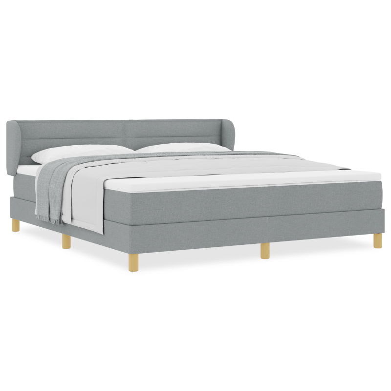 Boxspringbett mit Matratze in Hellgrau 180x200 cm aus Stoff