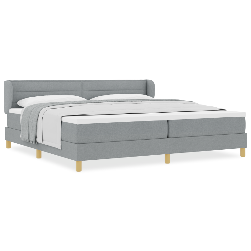 Boxspringbett mit Matratze - Hellgrau, 200x200 cm, Stoff