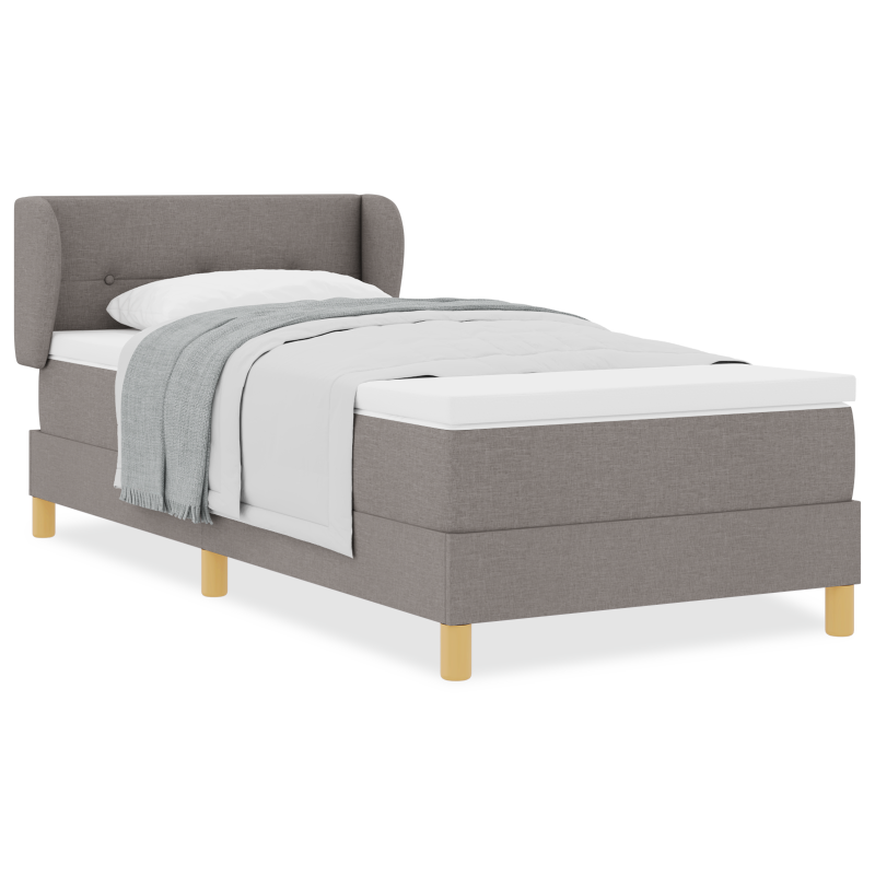 Boxspringbett mit Matratze in Taupe, 90x200 cm, Stoff