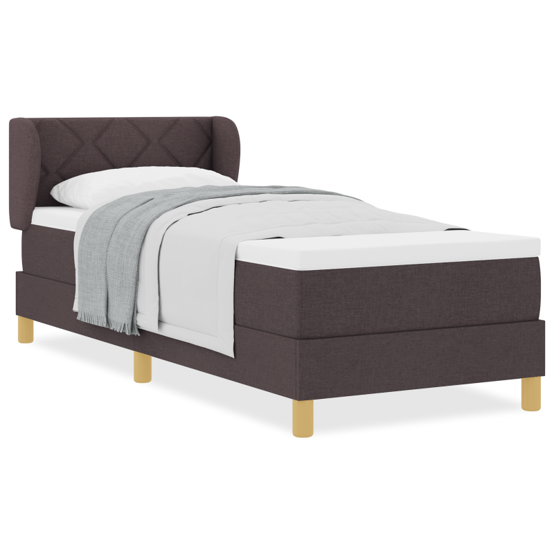 Boxspringbett mit Matratze - Dunkelbraun, 80x200 cm, Stoff