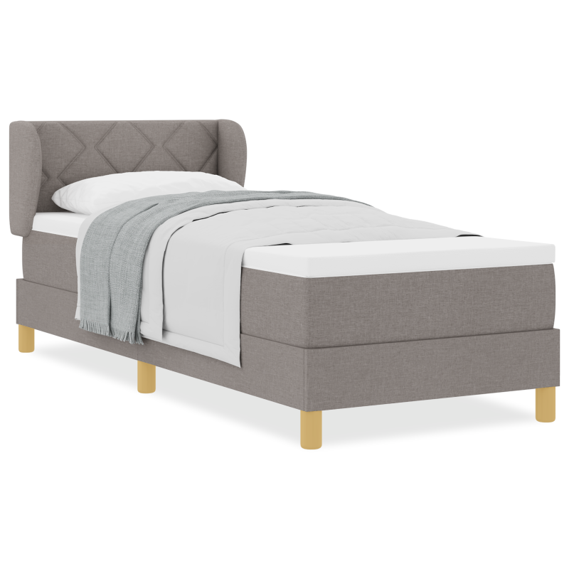 Boxspringbett mit Matratze in Taupe, 80x200 cm, Stoff