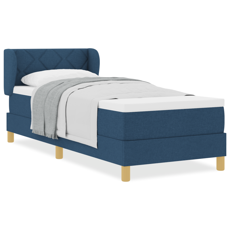 Boxspringbett mit Matratze - Blau - 80x200 cm - Stoff
