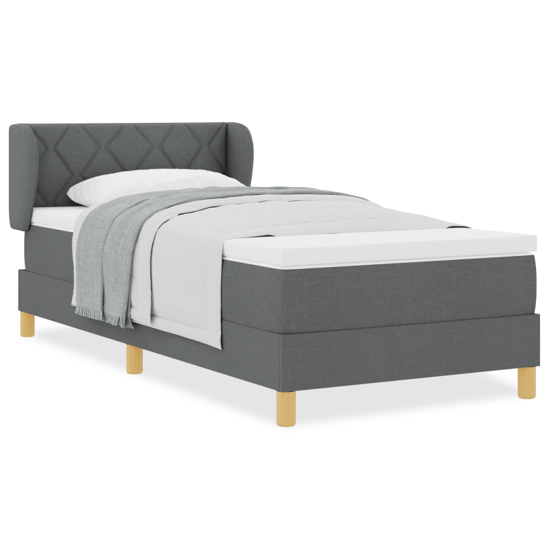 Boxspringbett mit Matratze, Dunkelgrau, 90x190 cm Stoff