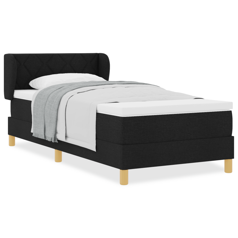 Boxspringbett mit Matratze Schwarz 90x200 cm Stoff