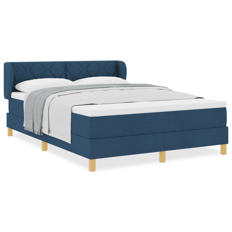 Boxspringbett mit Matratze - Blau, 140x190 cm, Stoff