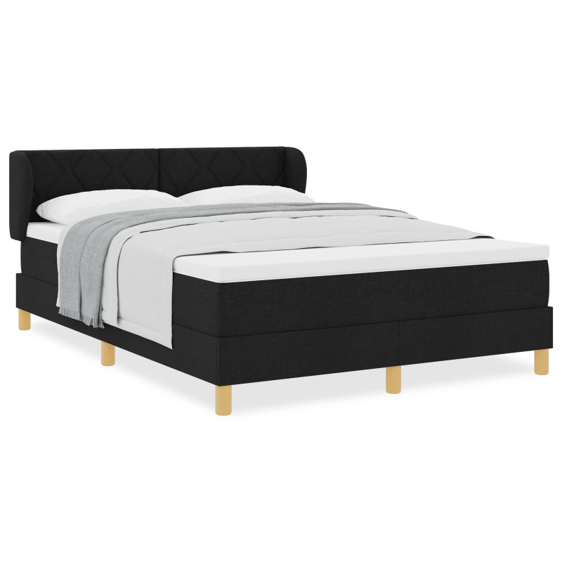 Boxspringbett mit Matratze - Schwarz, 140x200 cm, Stoff