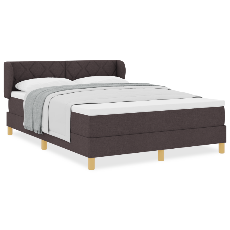 Boxspringbett mit Matratze Dunkelbraun 140x200 cm aus Stoff