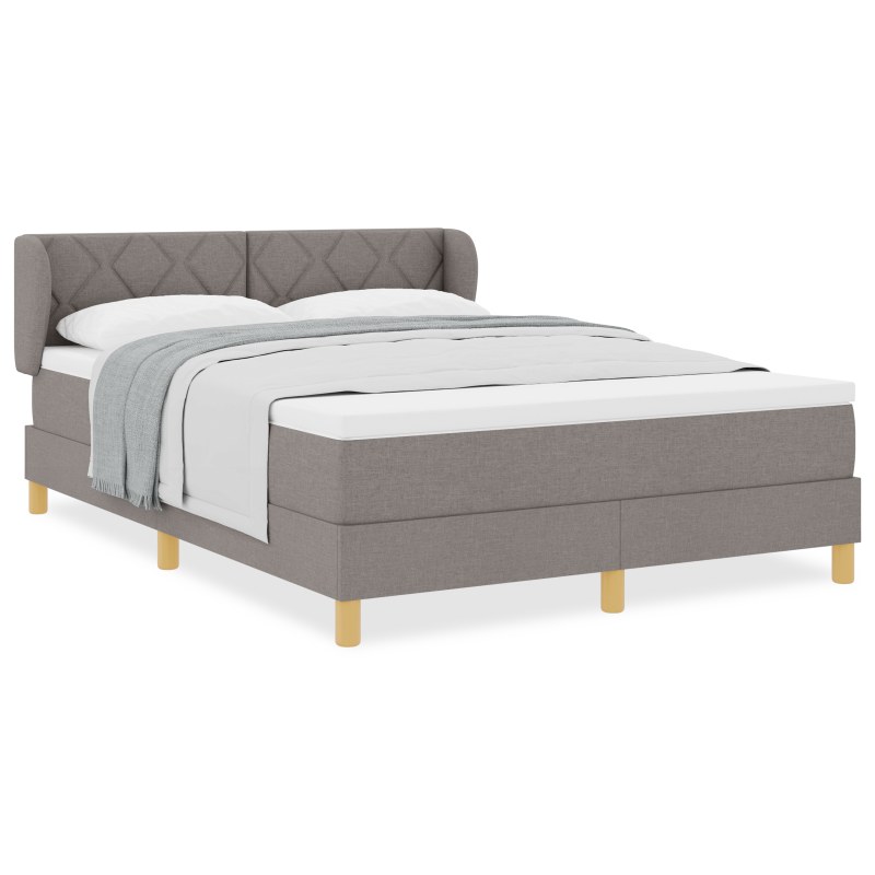 Boxspringbett mit Matratze - Taupe, 140x200 cm, Stoff
