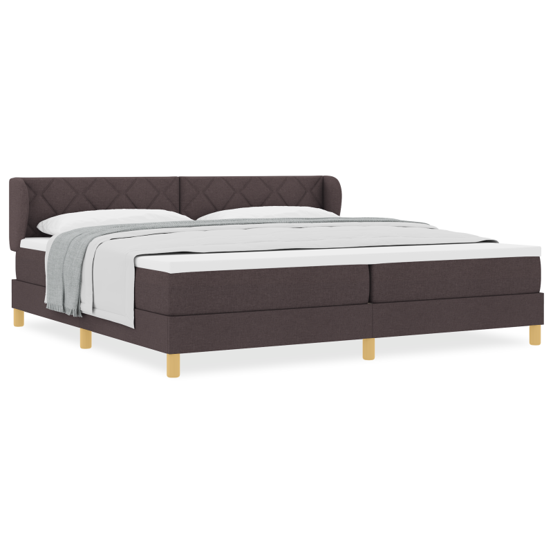 Boxspringbett mit Matratze in Dunkelbraun 200x200 cm aus Stoff