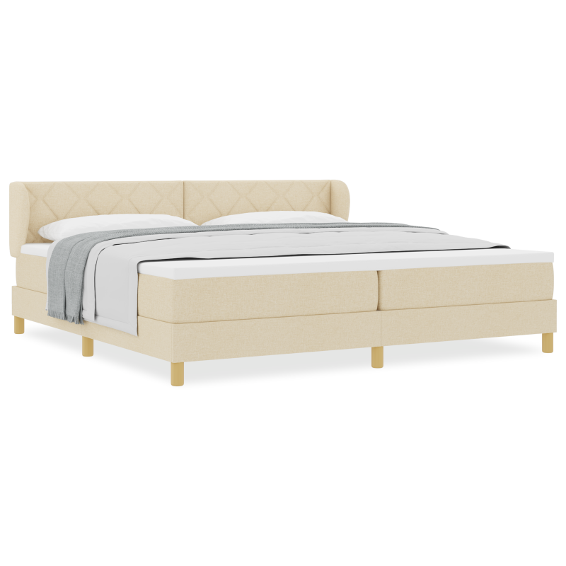 Boxspringbett mit Matratze - Creme - 200x200 cm - Stoff