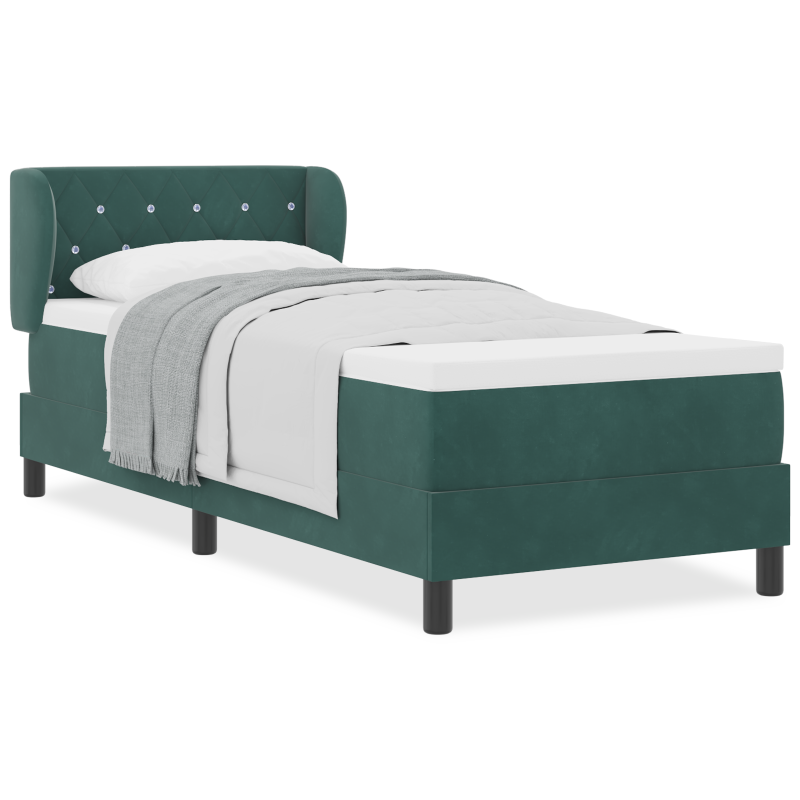Boxspringbett mit Matratze in Dunkelgrün, 80x200 cm, Samt