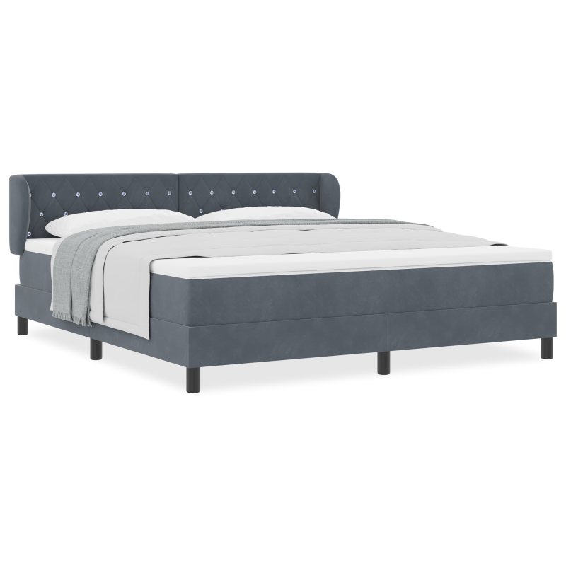 Boxspringbett mit Matratze Dunkelgrau 180x200 cm Samt