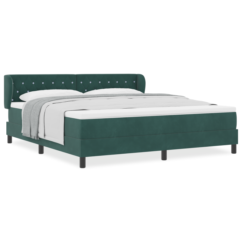 Boxspringbett mit Matratze Dunkelgrün 180x200 cm Velours