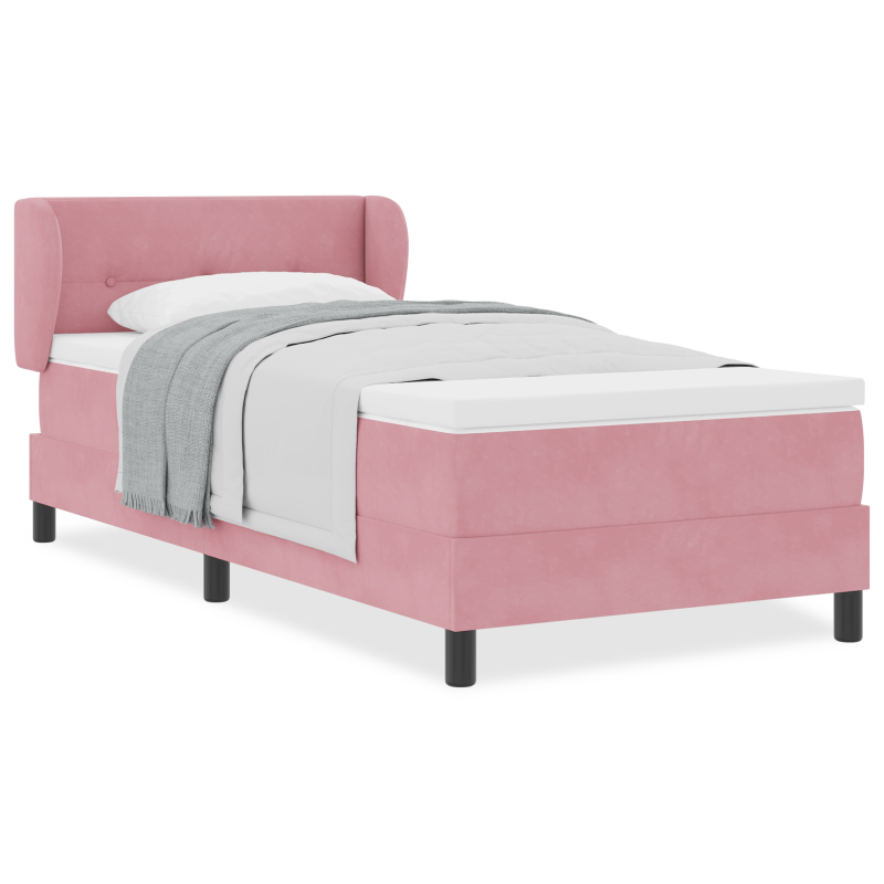 Boxspringbett mit Matratze in Rosa 80x200 cm aus Samt