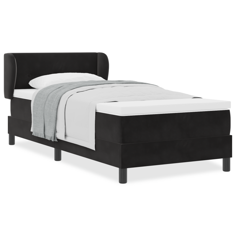 Boxspringbett mit Matratze Schwarz 90x190 cm aus Samt