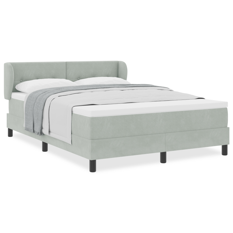 Boxspringbett mit Matratze Hellgrau 160x200 cm Velvet