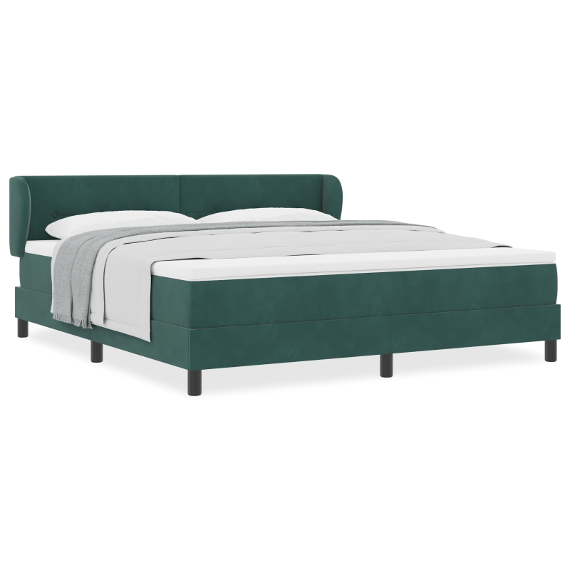 Boxspringbett mit Matratze in Dunkelgrün 180x200 cm aus Samt