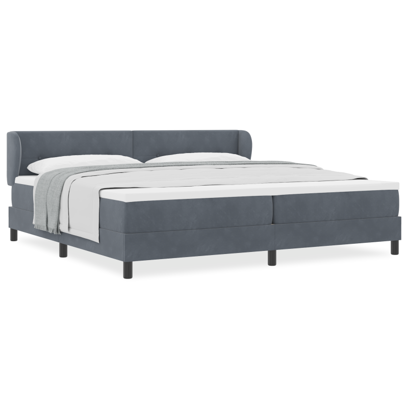 Boxspringbett mit Matratze in Dunkelgrau, 200x200 cm, aus Velvet