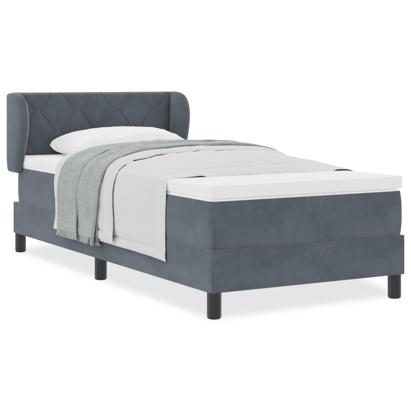 Boxspringbett mit Matratze Dunkelgrau 100x200 cm Samt