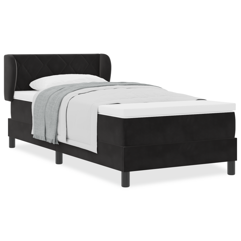 Boxspringbett mit Matratze Schwarz 100x200 cm Samt