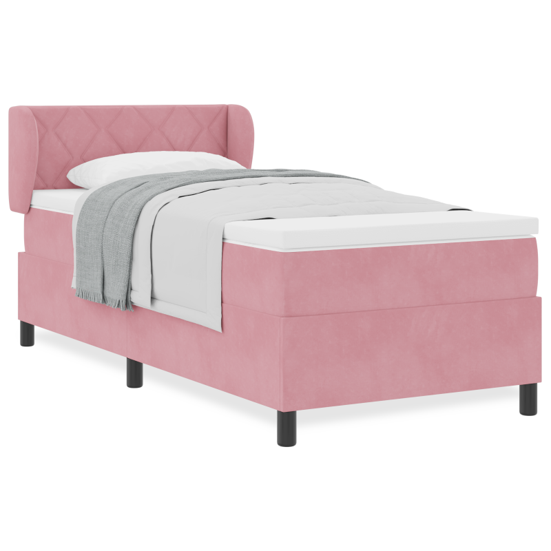 Boxspringbett mit Matratze Rosa 100x200 cm Samt