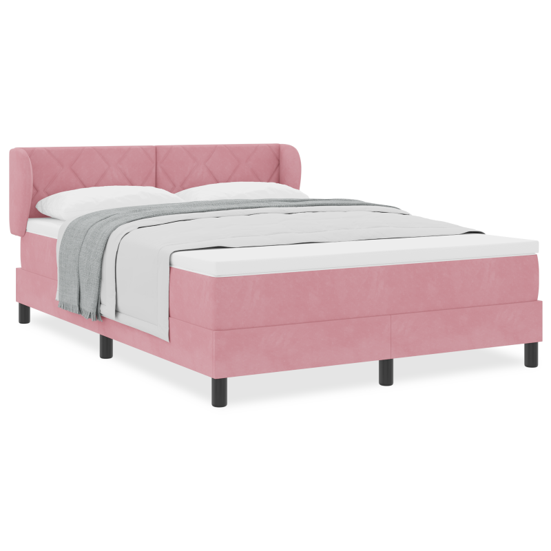 Boxspringbett mit Matratze Rosa 160x200 cm Samt