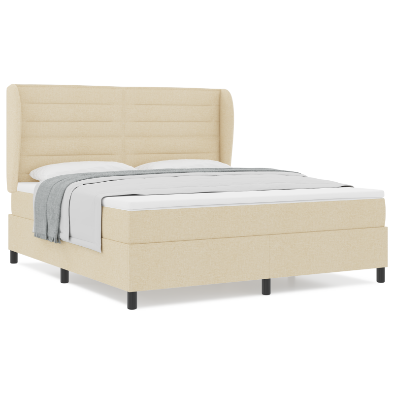 Boxspringbett mit Matratze Creme 180x200 cm Stoff