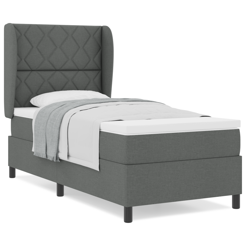 Boxspringbett mit Matratze Dunkelgrau 90x200 cm Stoff