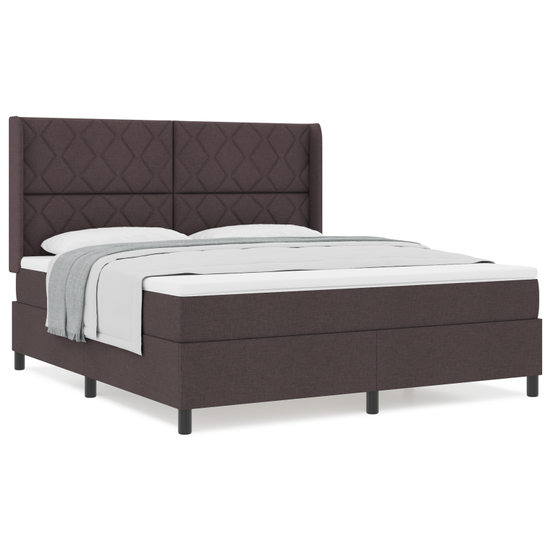 Boxspringbett mit Matratze - Dunkelbraun, 180x200 cm, Stoff