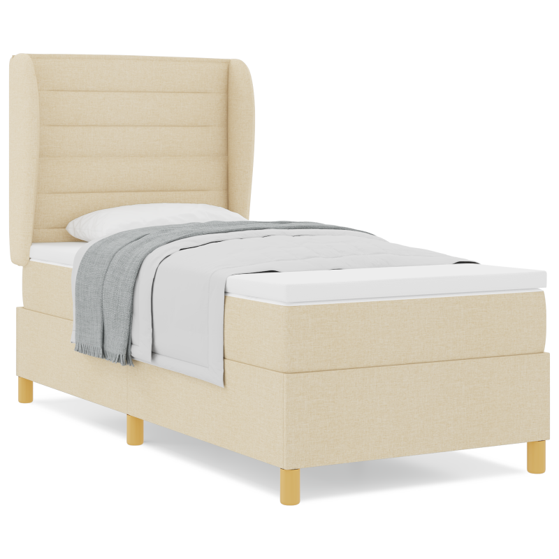 Boxspringbett mit Matratze Creme 90x190 cm Stoff