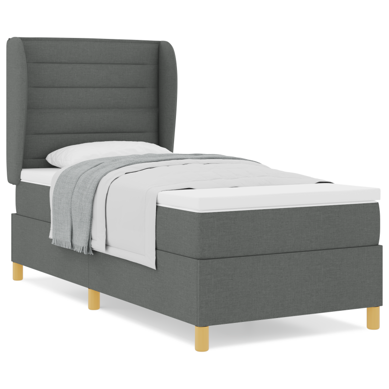 Boxspringbett mit Matratze Dunkelgrau 100x200 cm Stoff