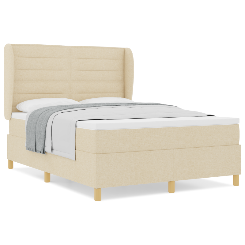 Boxspringbett mit Matratze Creme 160x200 cm Stoff