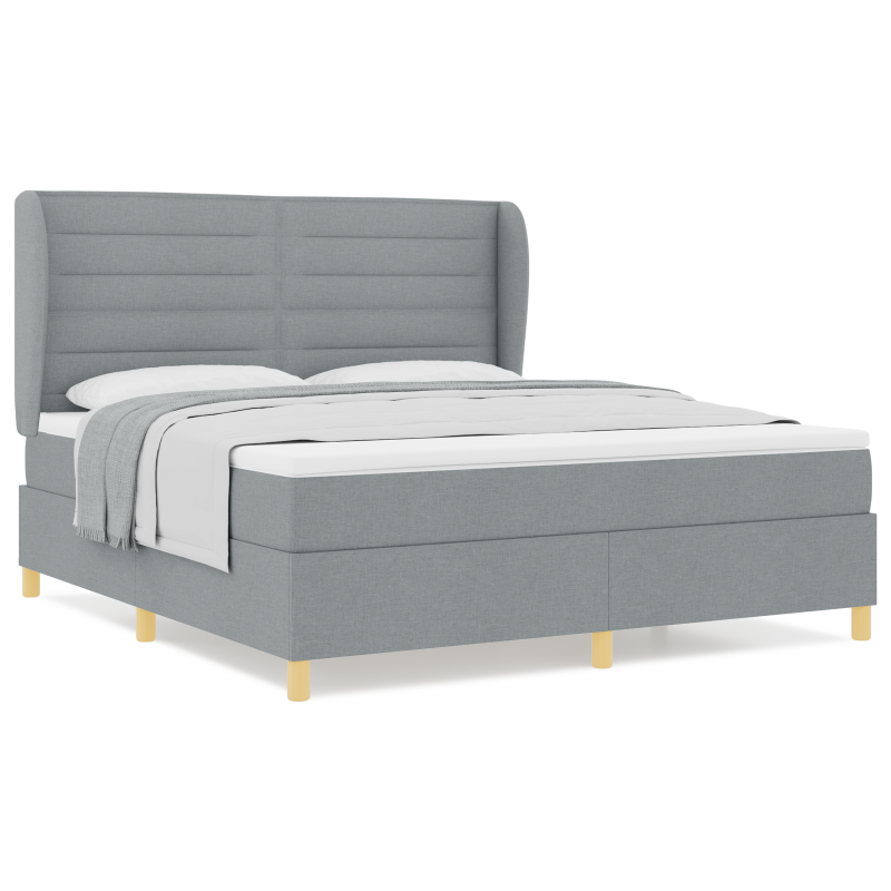 Boxspringbett mit Matratze Hellgrau 180x200 cm Stoff