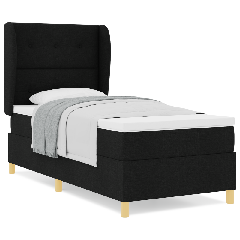 Boxspringbett mit Matratze Schwarz 80x200 cm Stoff