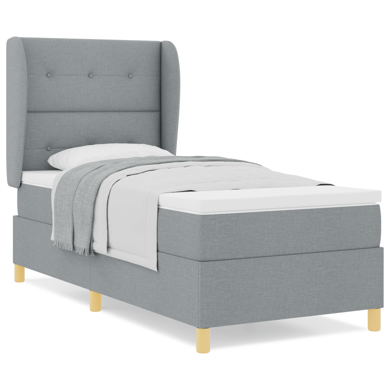 Boxspringbett mit Matratze Hellgrau 100x200 cm Stoff