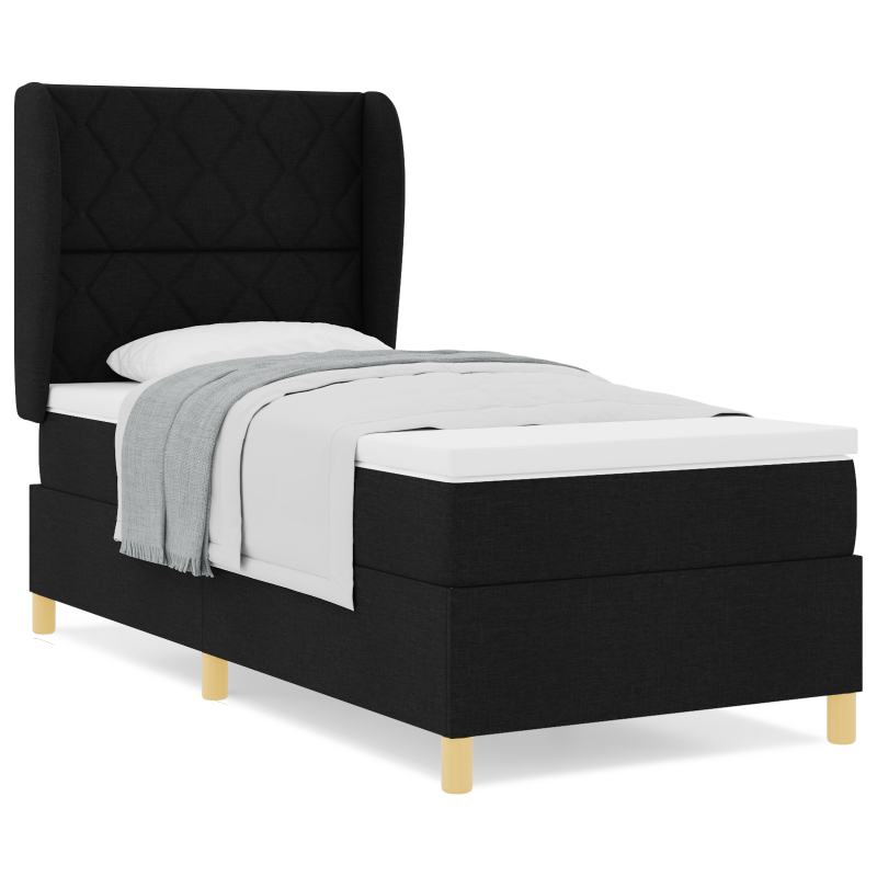 Boxspringbett mit Matratze Schwarz 100x200 cm Stoff