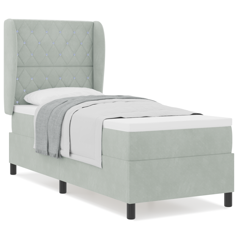 Boxspringbett mit Matratze Hellgrau 80x200 cm Samt