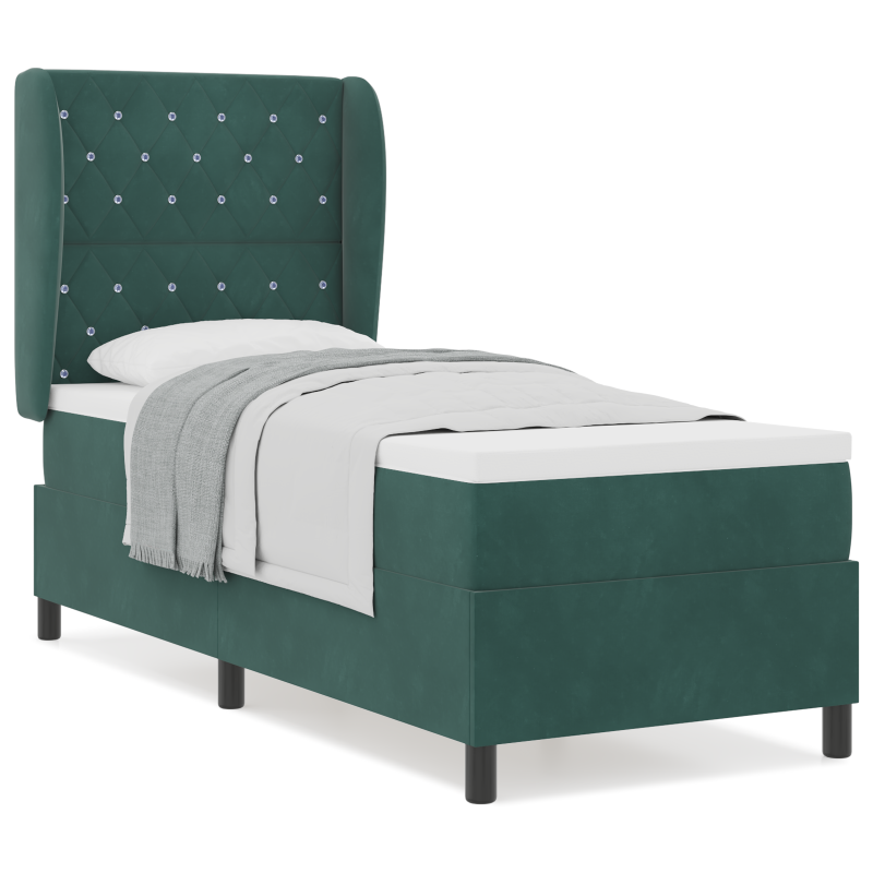 Boxspringbett mit Matratze Dunkelgrün 80x200 cm Samt