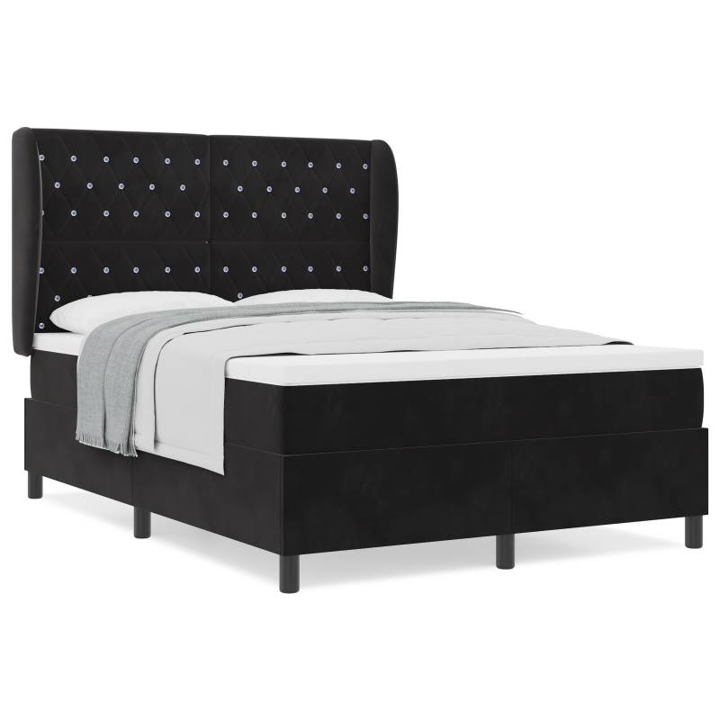 Boxspringbett mit Matratze Schwarz 160x200 cm Samt